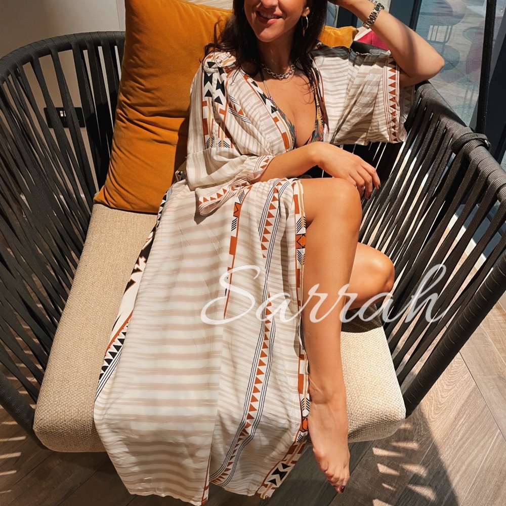 New Bohemian Kimono Duster Jacket Robe Swim Coverup - Picture 3 of 11